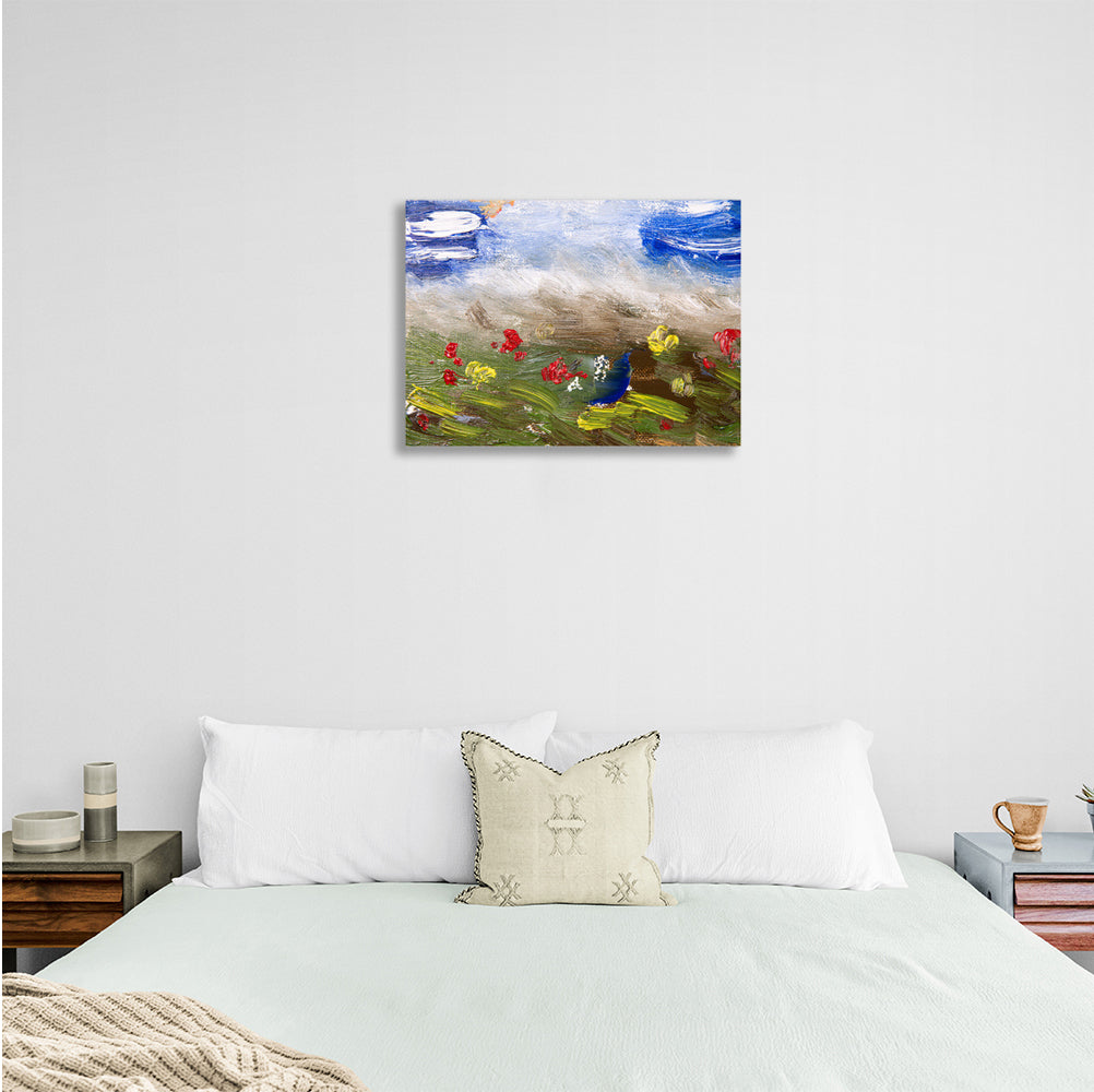 Interior abstract field with flowers Canvas Wall Art Print