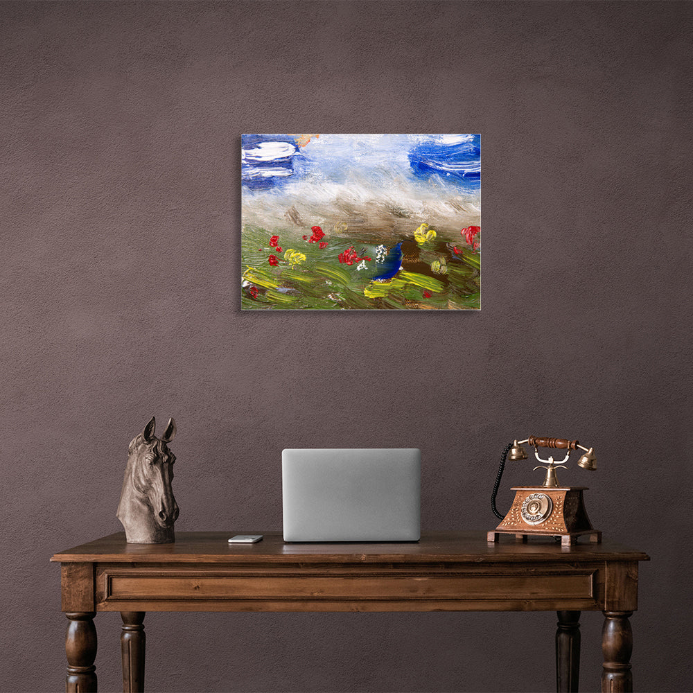 Interior abstract field with flowers Canvas Wall Art Print