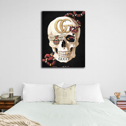 Skull gold Canvas Wall Art Print