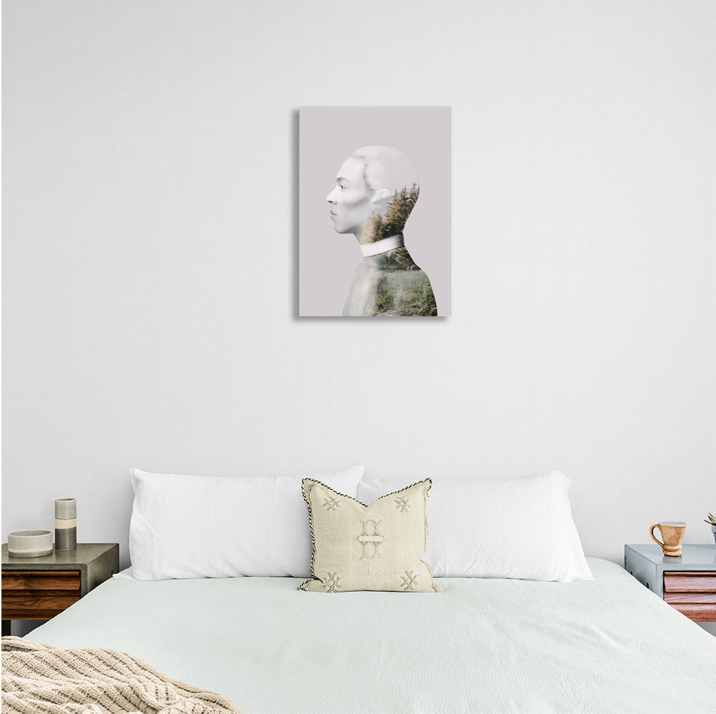 Interior silhouette of a woman and a forest Canvas Wall Art Print