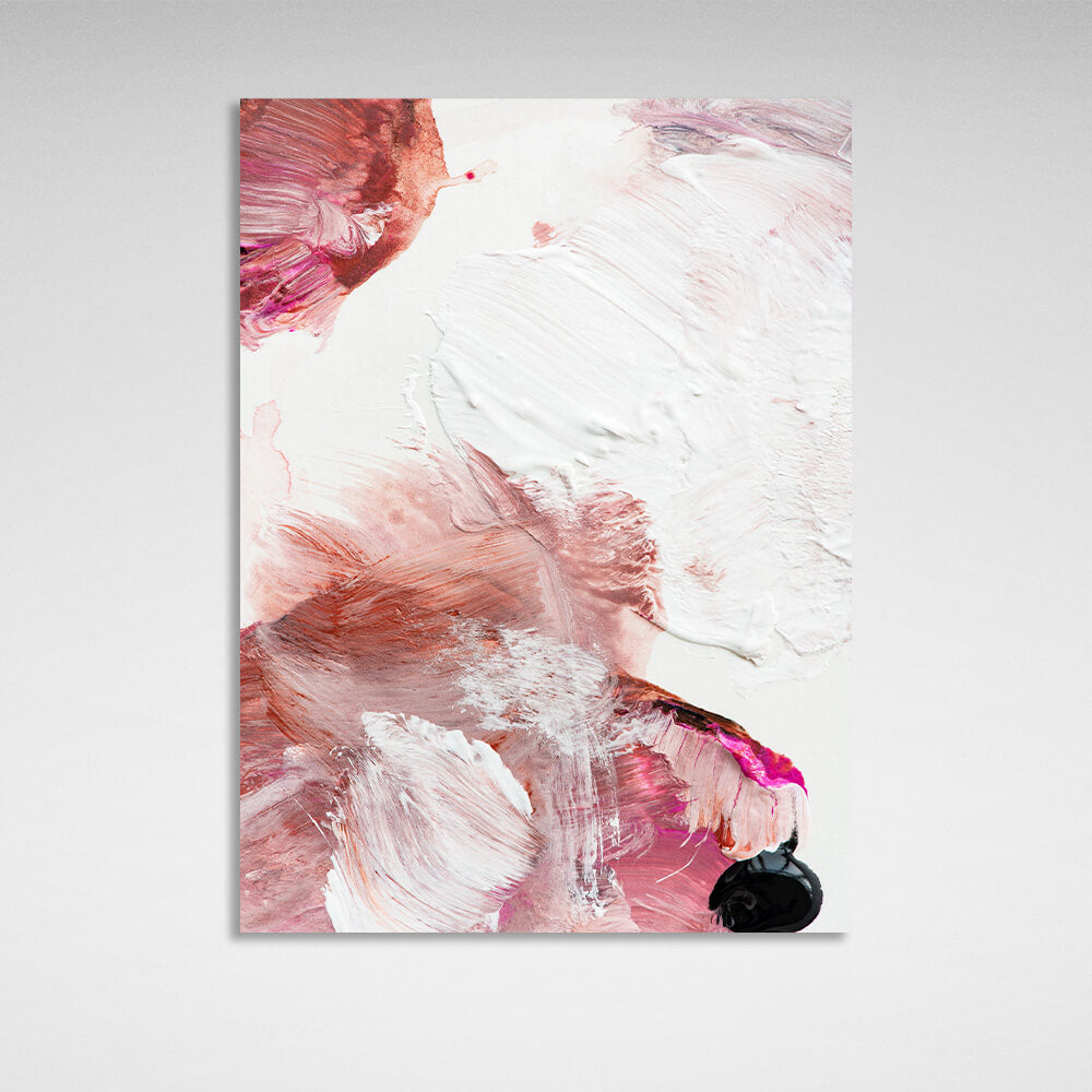 Abstract paint strokes in pink colors Abstraction Canvas Wall Art Print