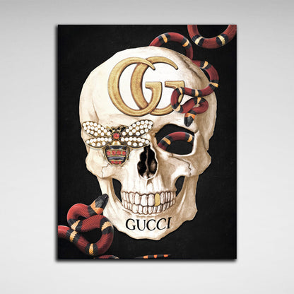 Skull gold Canvas Wall Art Print