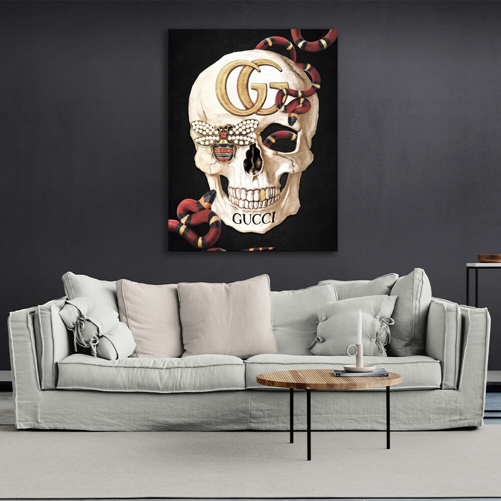 Skull gold Canvas Wall Art Print