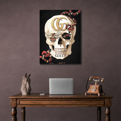 Skull gold Canvas Wall Art Print