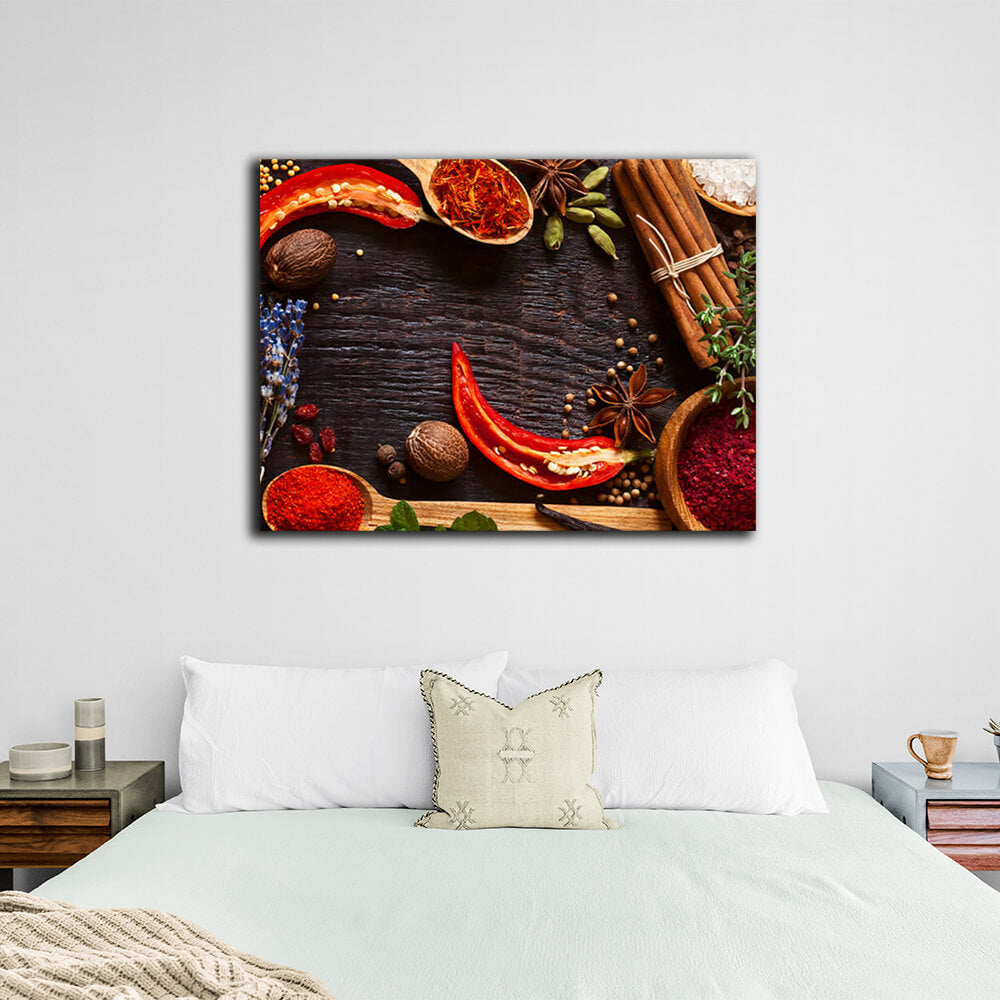 For the kitchen Pepper and cinnamon Canvas Wall Art Print