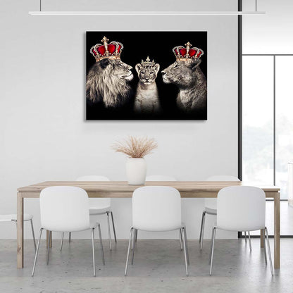 The royal family of lions Canvas Wall Art Print