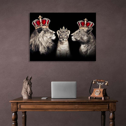 The royal family of lions Canvas Wall Art Print