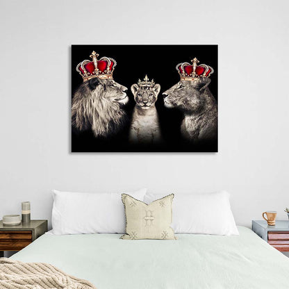 The royal family of lions Canvas Wall Art Print