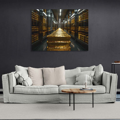 Gold bars in the vault Motivational Canvas Wall Art Print