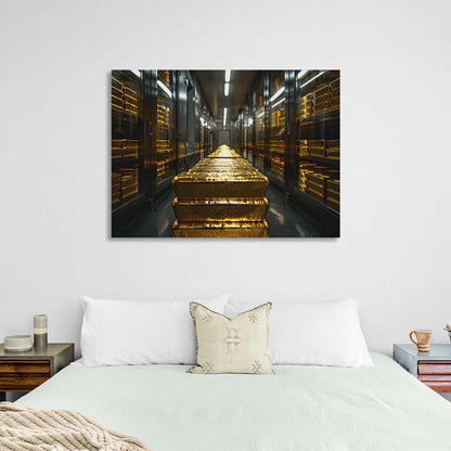 Gold bars in the vault Motivational Canvas Wall Art Print