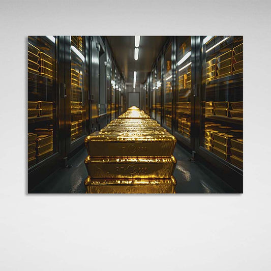 Gold bars in the vault Motivational Canvas Wall Art Print