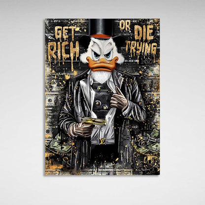 Scrooge with a pistol in an armored vest Inspirational Canvas Wall Art Print