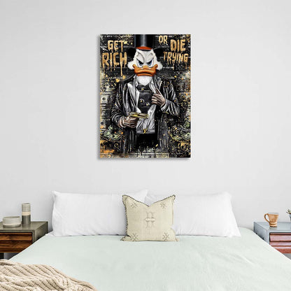 Scrooge with a pistol in an armored vest Inspirational Canvas Wall Art Print