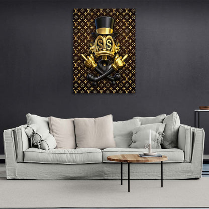 Scrooge is golden in the background of Chanel Inspirational Canvas Wall Art Print