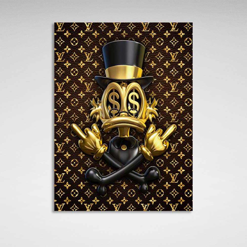 Scrooge is golden in the background of Chanel Inspirational Canvas Wall Art Print