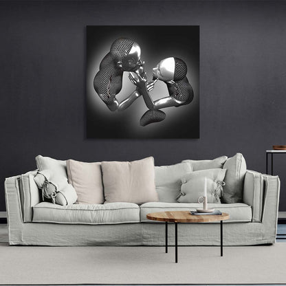 A couple of silver statues Canvas Wall Art Print For Bedroom