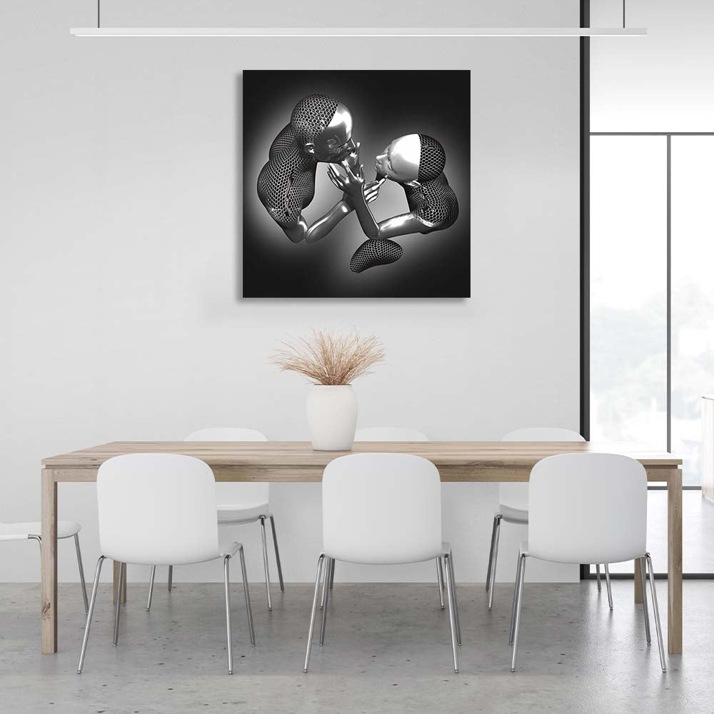 A couple of silver statues Canvas Wall Art Print For Bedroom