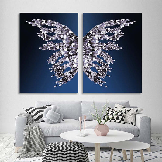 Butterfly wings on a blue background Multi Panel Canvas Wall Art Print