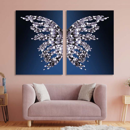 Butterfly wings on a blue background Multi Panel Canvas Wall Art Print