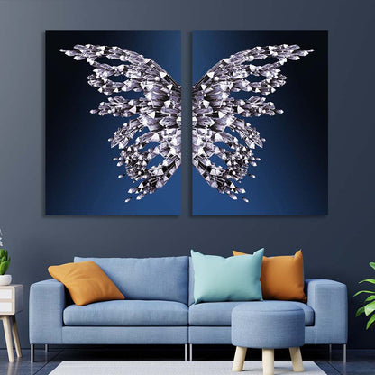 Butterfly wings on a blue background Multi Panel Canvas Wall Art Print