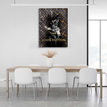 Doberman Louis Vuitton Canvas Wall Art Print