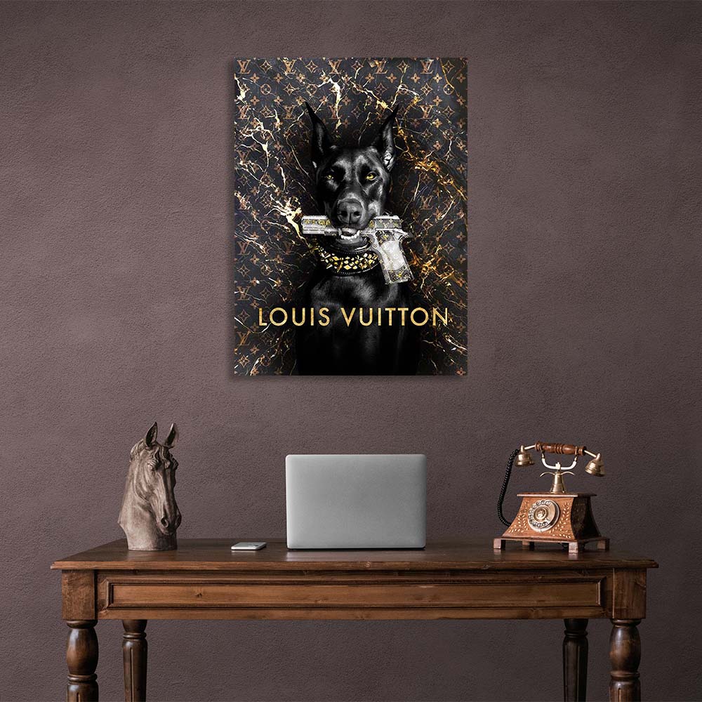 Doberman Louis Vuitton Canvas Wall Art Print