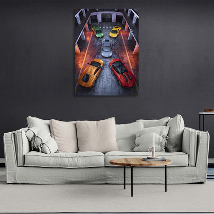 5 cars Lamborghini  Canvas Wall Art Print