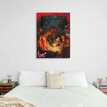 Birth of Christ Pop Art Canvas Wall Art Print