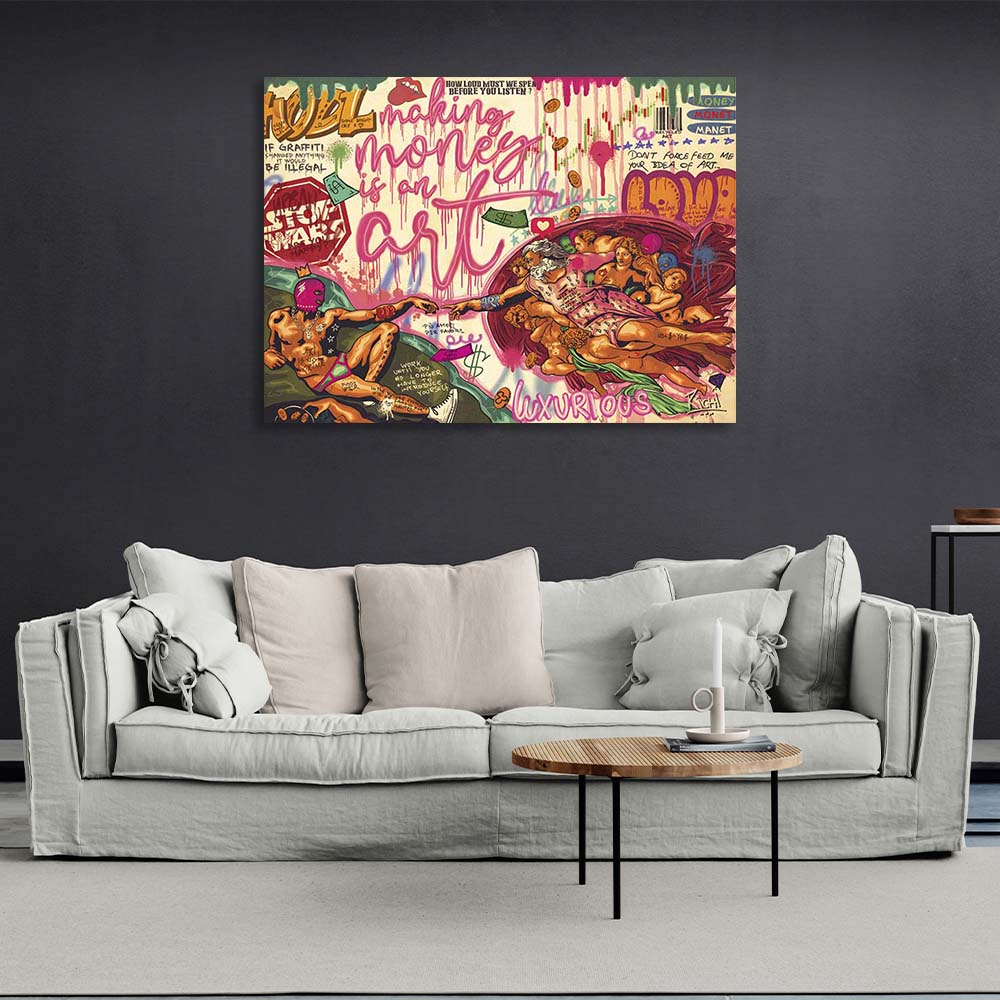 Pop Art Creation of Adam Canvas Wall Art Print