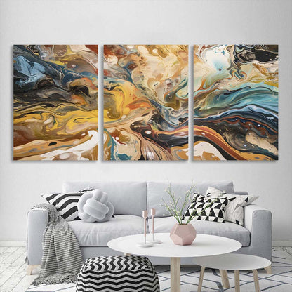 Abstraction in beige and blue colors Multi Panel Canvas Wall Art Print