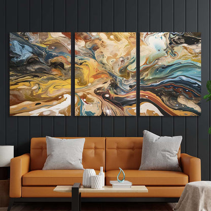 Abstraction in beige and blue colors Multi Panel Canvas Wall Art Print