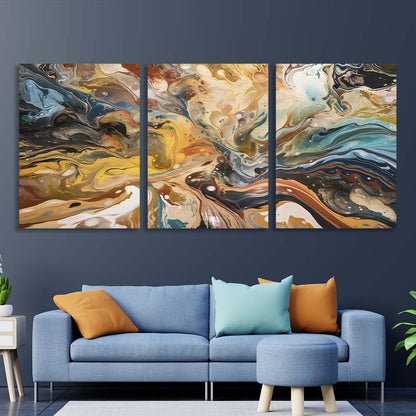 Abstraction in beige and blue colors Multi Panel Canvas Wall Art Print