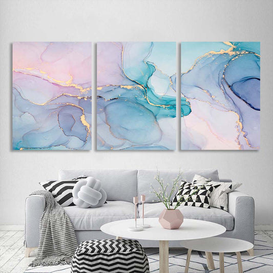 Abstraction in pink and blue colors Multi Panel Canvas Wall Art Print