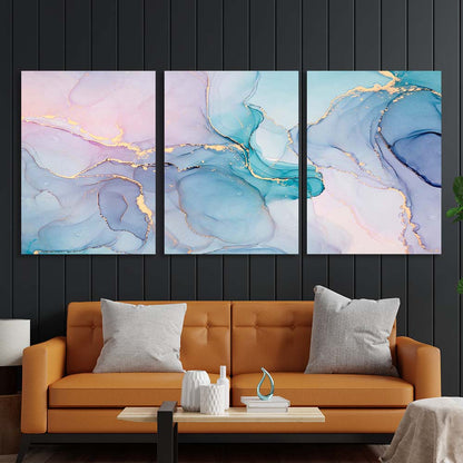 Abstraction in pink and blue colors Multi Panel Canvas Wall Art Print