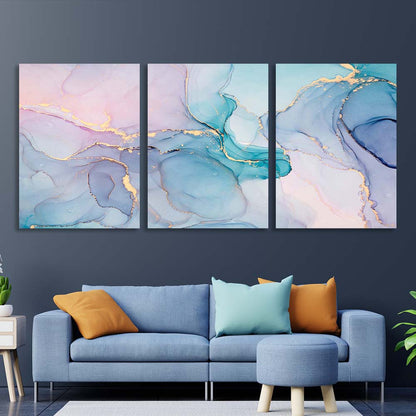 Abstraction in pink and blue colors Multi Panel Canvas Wall Art Print