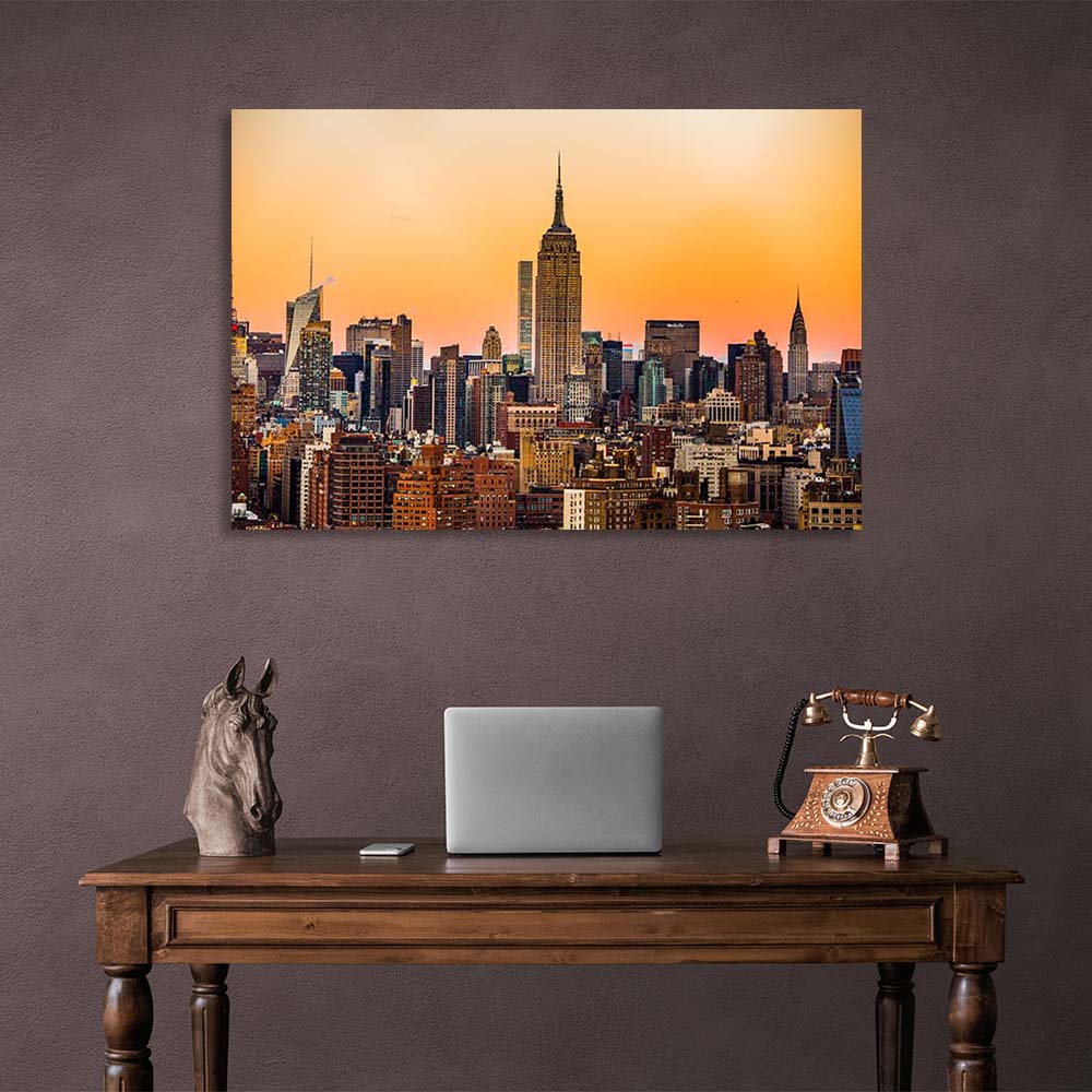 Golden New York Canvas Wall Art Print