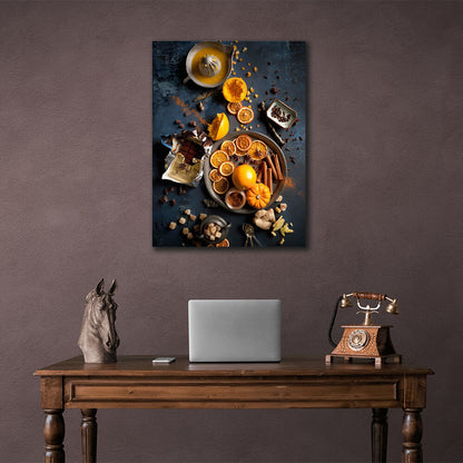 For the kitchen Oranges, chocolate, cinnamon Canvas Wall Art Print