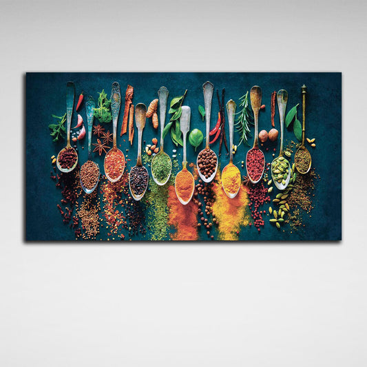 For the kitchen Spice Harmony in spoons Canvas Wall Art Print