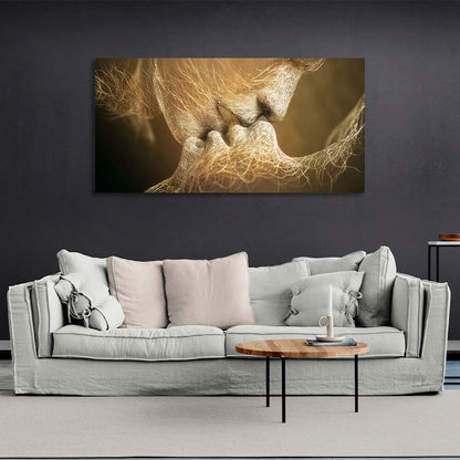 For the bedroom Kiss gold Canvas Wall Art Print