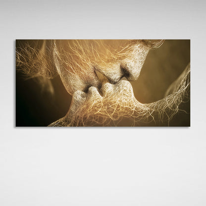 For the bedroom Kiss gold Canvas Wall Art Print