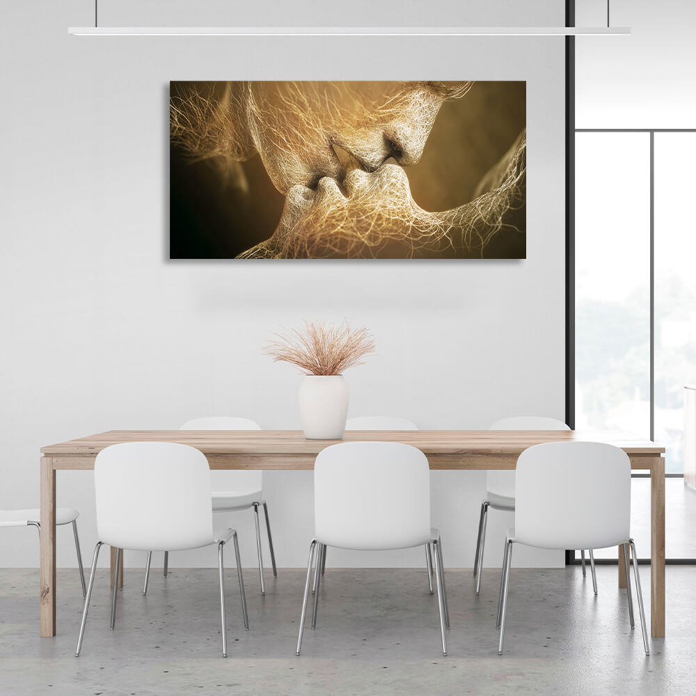 For the bedroom Kiss gold Canvas Wall Art Print