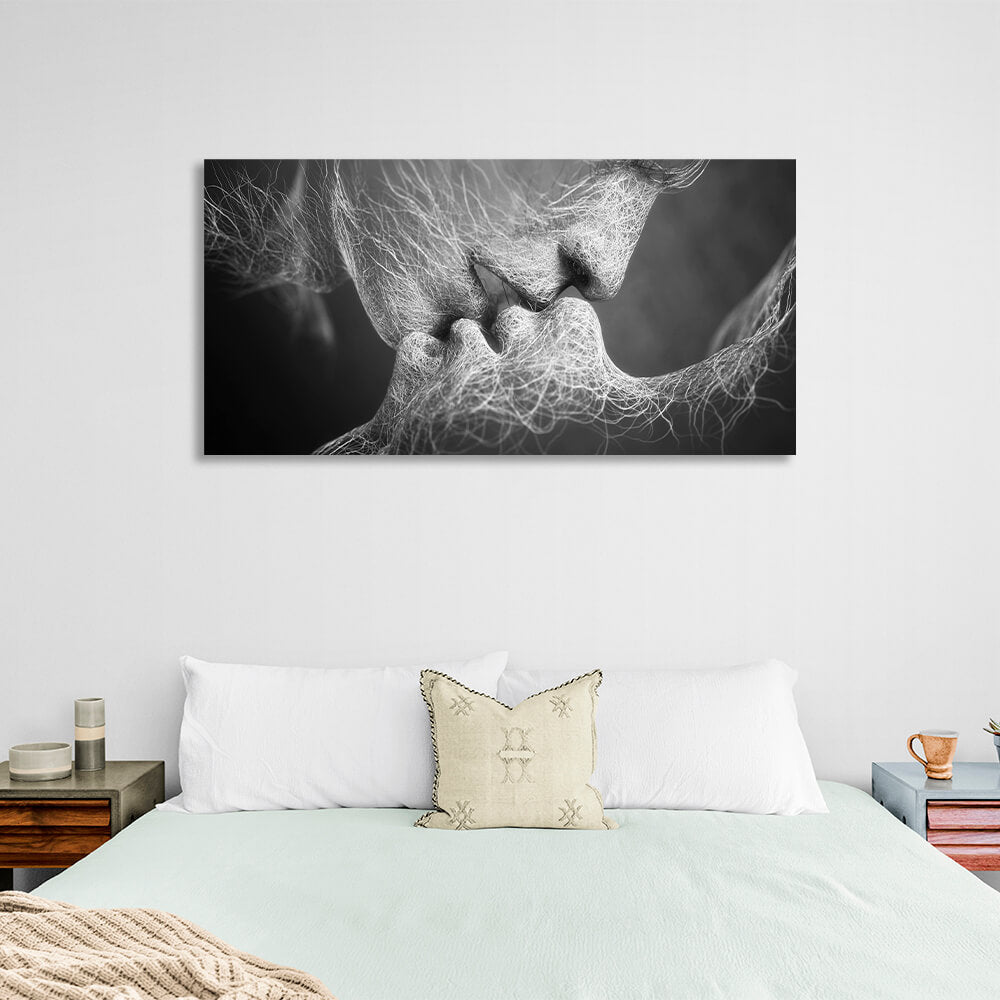 For the bedroom Kiss Silver Canvas Wall Art Print