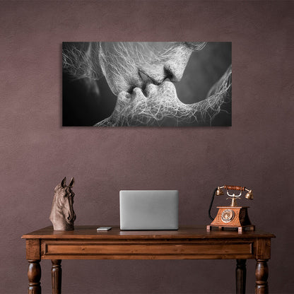 For the bedroom Kiss Silver Canvas Wall Art Print