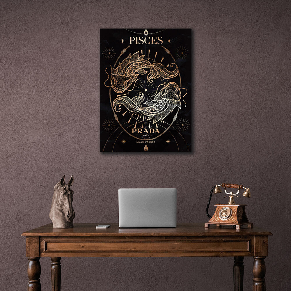 With the zodiac sign Pisces Canvas Wall Art Print