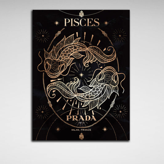 With the zodiac sign Pisces Canvas Wall Art Print