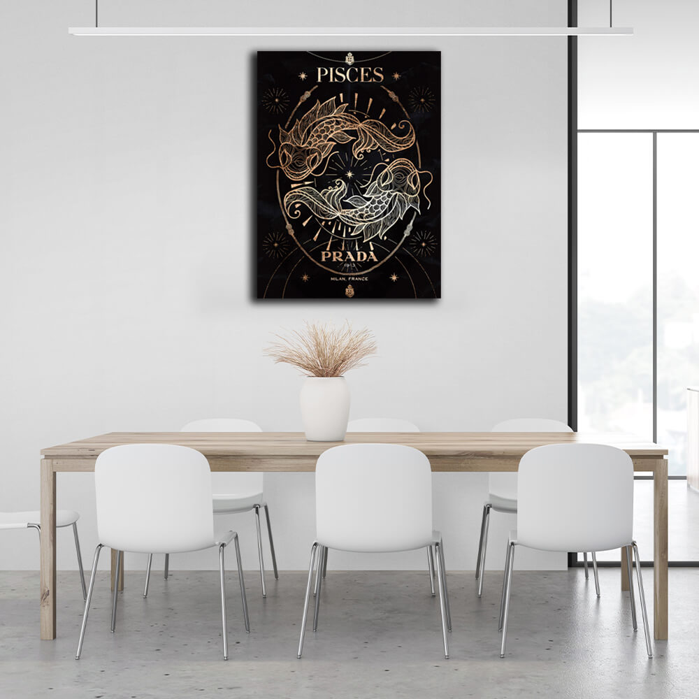 With the zodiac sign Pisces Canvas Wall Art Print