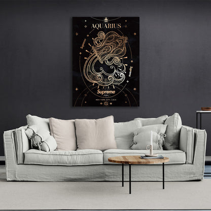 With the zodiac sign Aquarius Canvas Wall Art Print