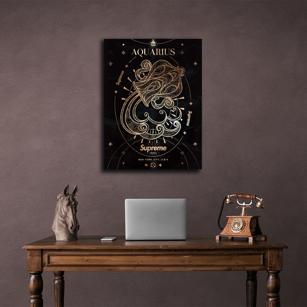 With the zodiac sign Aquarius Canvas Wall Art Print