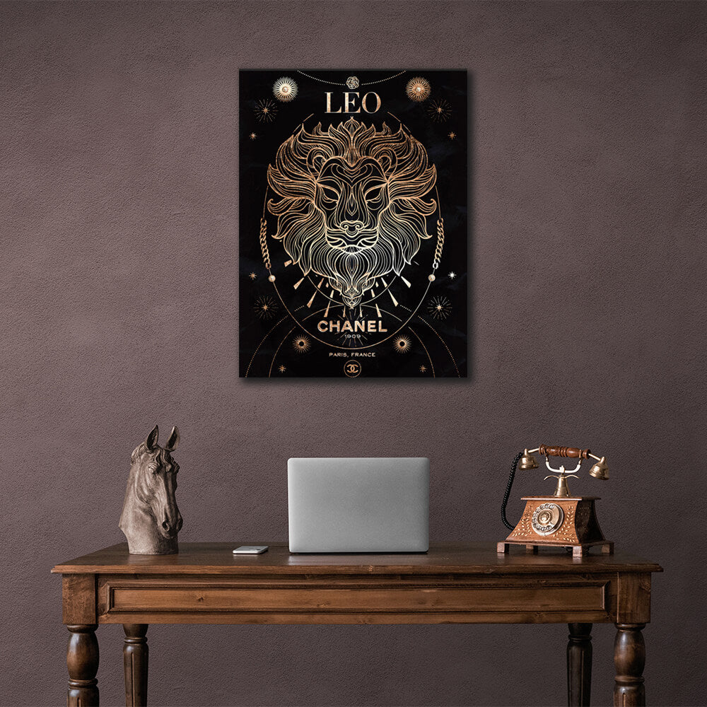 With the zodiac sign Leo Canvas Wall Art Print