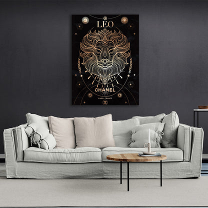 With the zodiac sign Leo Canvas Wall Art Print